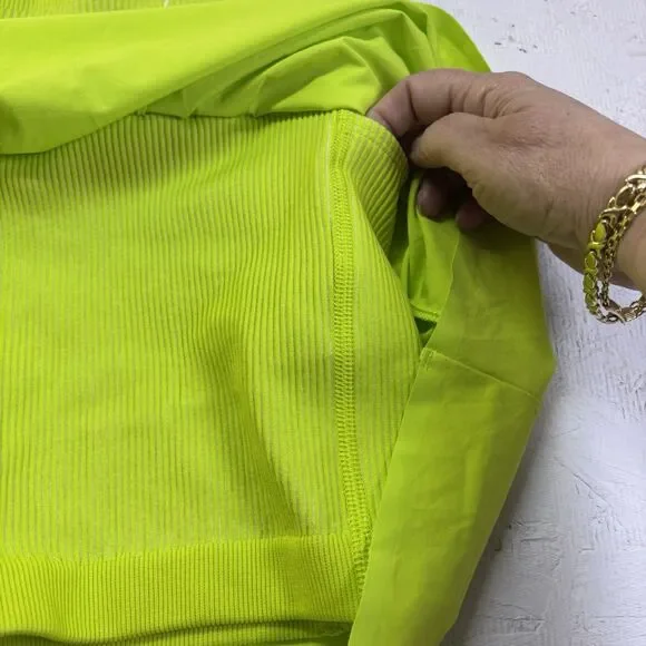 Aerie OFFLINE Tennis Skort Neon Green Ribbed Waist Athletic Skirt Size L  active - Picture 13 of 16